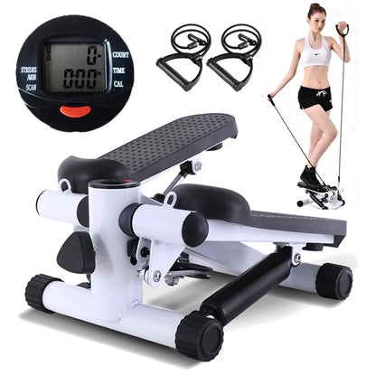 Steppers for Exercise, Stair Stepper with Resistance Bands, Mini Stepper Health & Fitness Stepper with LCD Monitor White