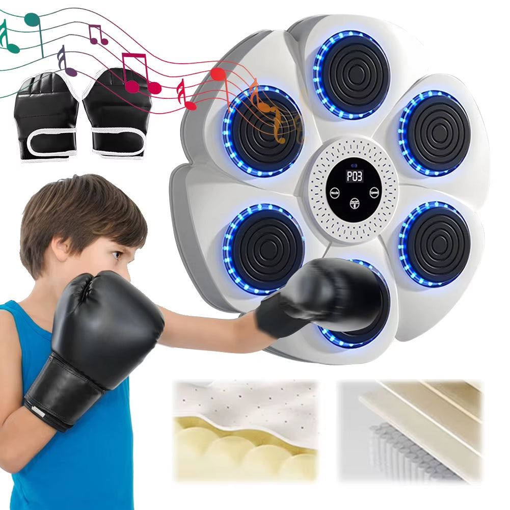 Music Boxing Machine Intelligent Wall Target Bluetooth-Compatible USB Charging Punching Training Machine with RGB Light for Home