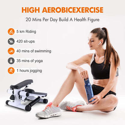 Steppers for Exercise, Stair Stepper with Resistance Bands, Mini Stepper Health & Fitness Stepper with LCD Monitor White